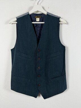 Double RL Mens Indigo Pinstripe Herringbone Waistcoat Vest Workwear XS Navy Gray